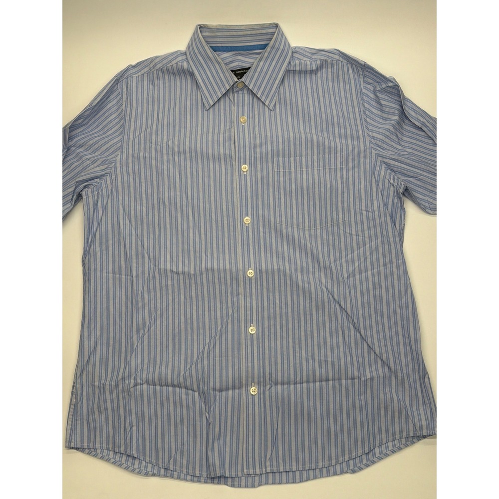 Club Monaco Mens Blue White Striped Button Down Shirt Long Sleeve Large L